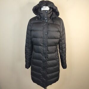 Lands' End Down Puffer Coat Hooded Insulated Black Winter